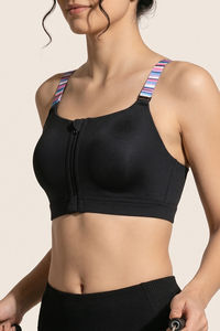 Zelocity High Impact Quick Dry Front Opening Multicolor Strap Sports Bra - Jet Black — thumbnail 6